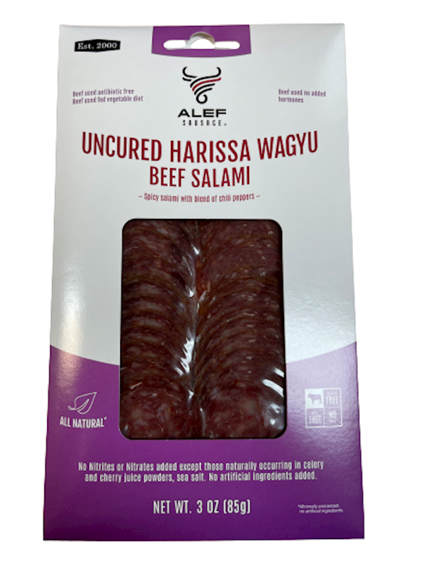 Alef Salami Dry Beef, Harissa Uncured Wagyu, Sliced 85g/10pack