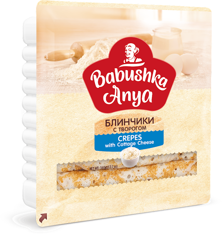 BABUSHKA ANYA Crepes w/Cottage Cheese, Frozen 360g/6pack