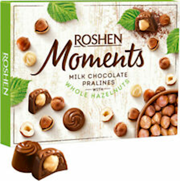 Roshen Candy Boxed, Moments W/Whole Hazelnut 116g/10pack