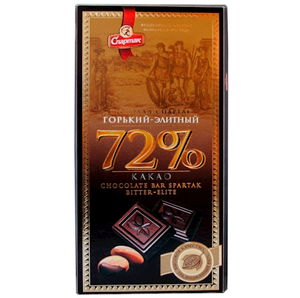 SPARTAK Bitter Elite Chocolate Bar 72% Cocoa 85g/22pack