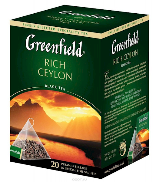 Greenfield Tea Black, Rich Ceylon, Pyramid Bags 40g/8pack